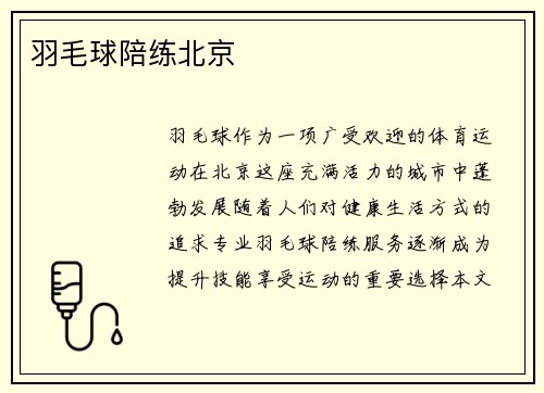 羽毛球陪练北京